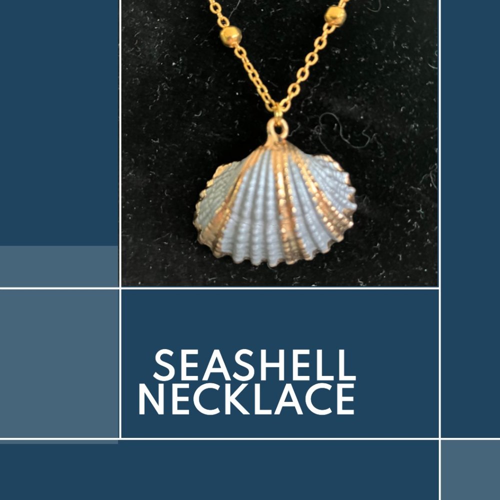 Gold Enhanced Light Green Seashell Necklace